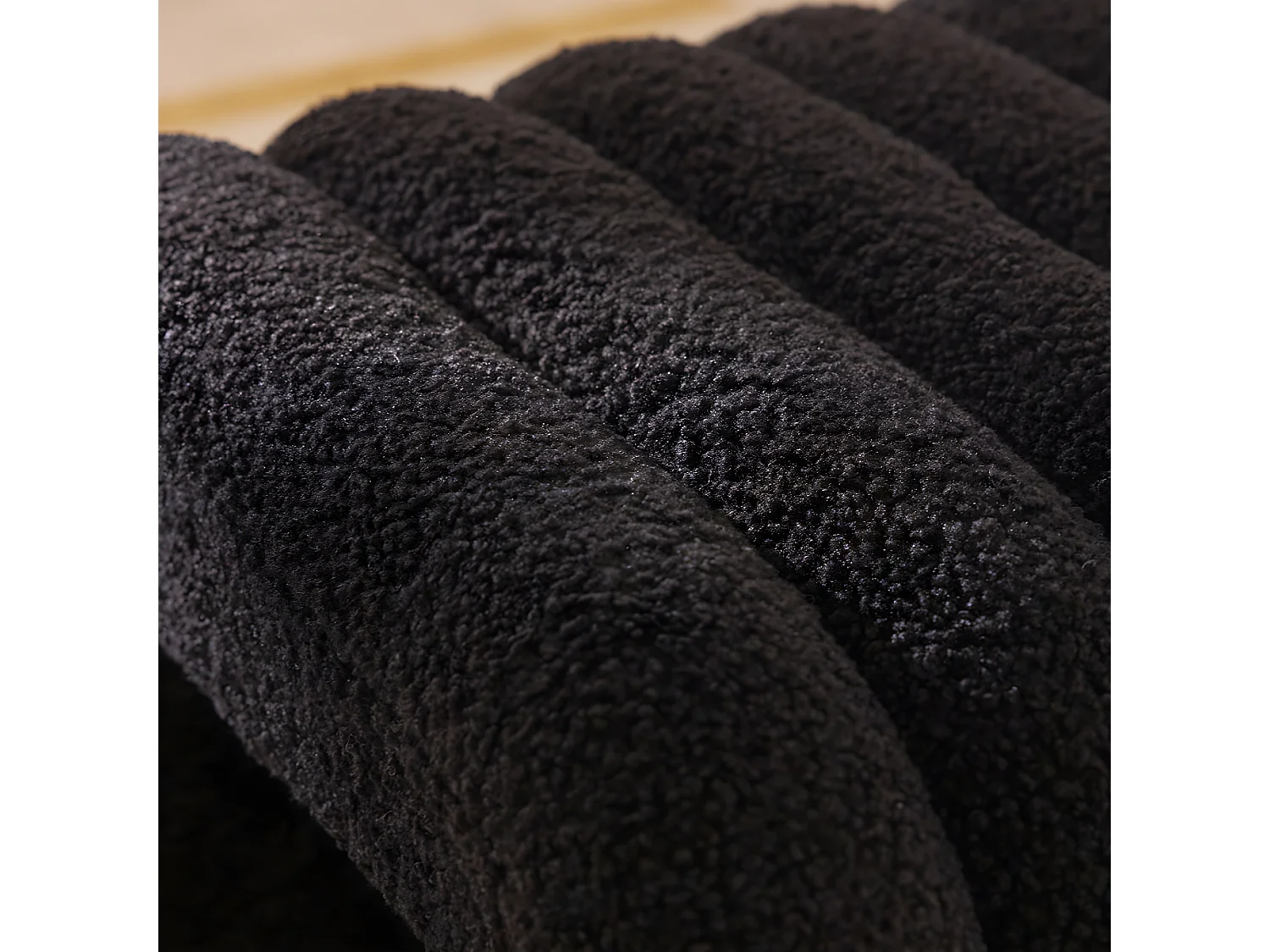 Mui - Tabouret rembourré en tissu bouclette - Noir