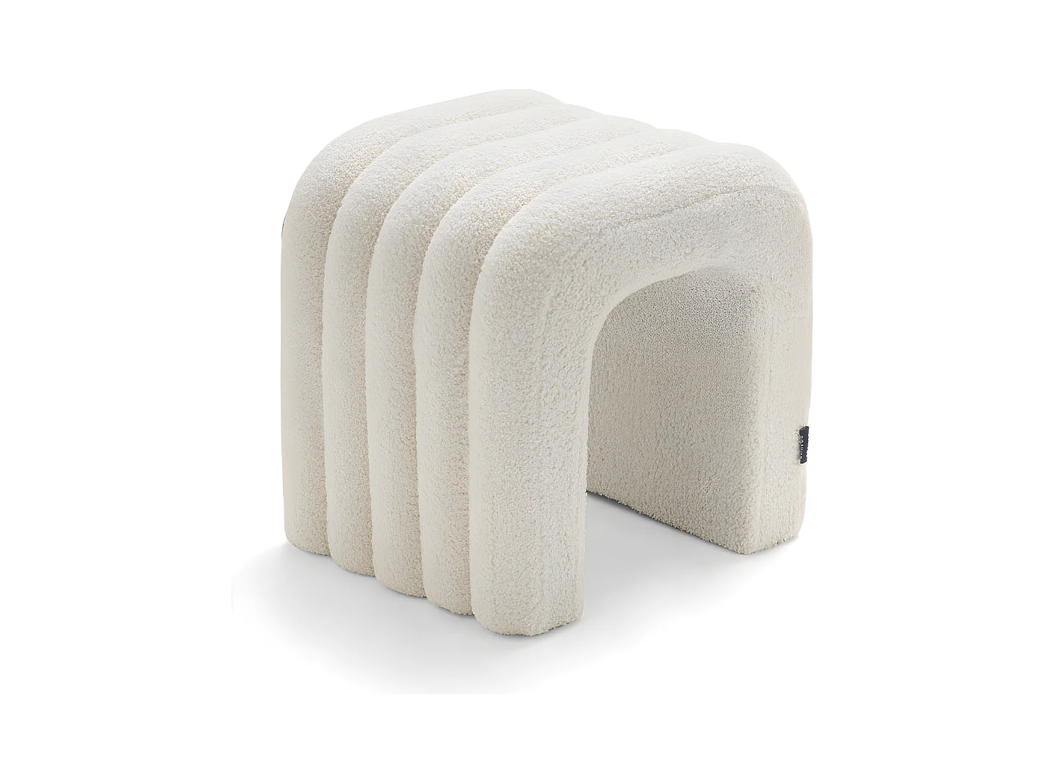 Mui - Tabouret rembourré en tissu bouclette - Blanc
