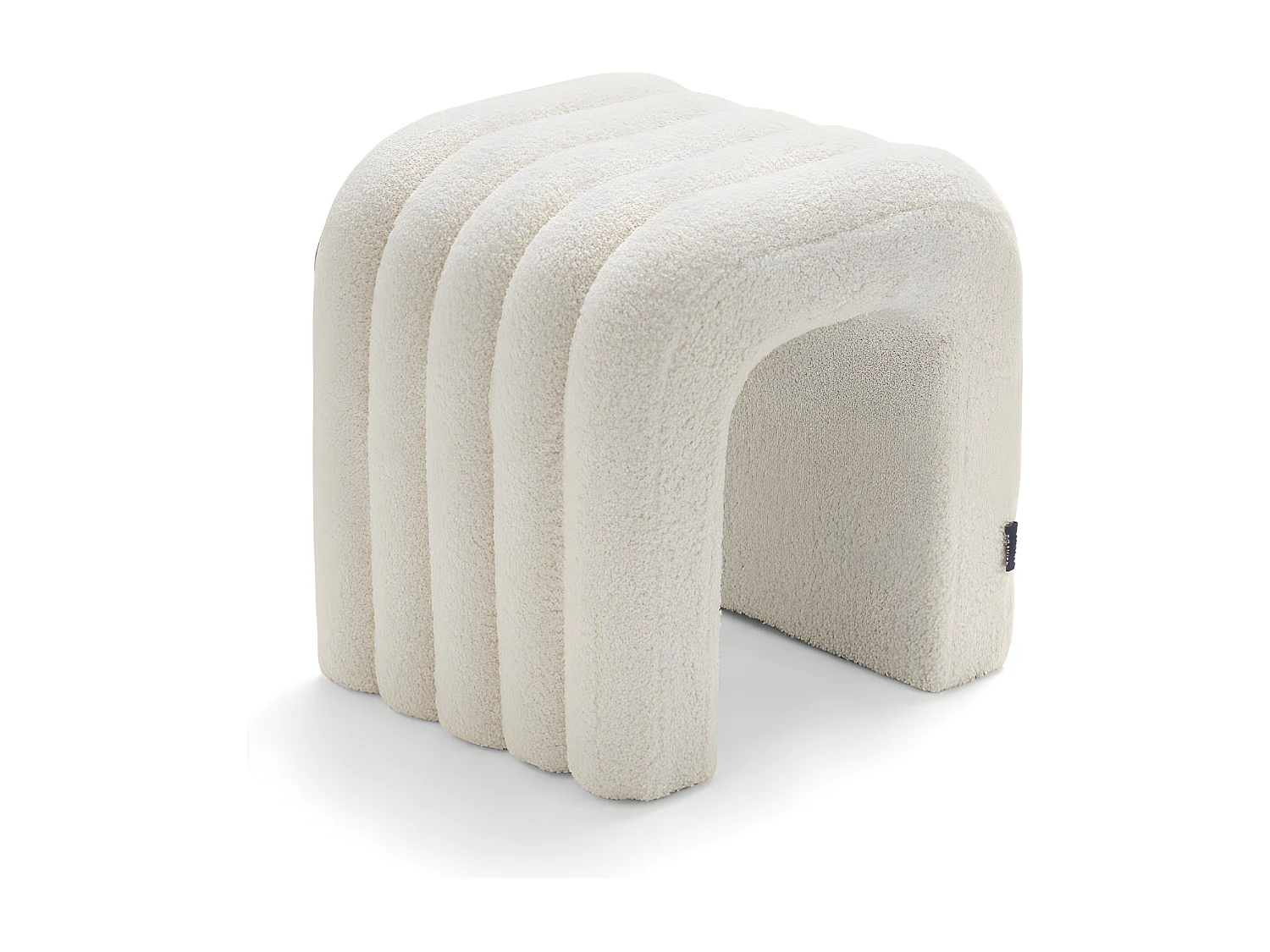Mui - Tabouret rembourré en tissu bouclette - Blanc