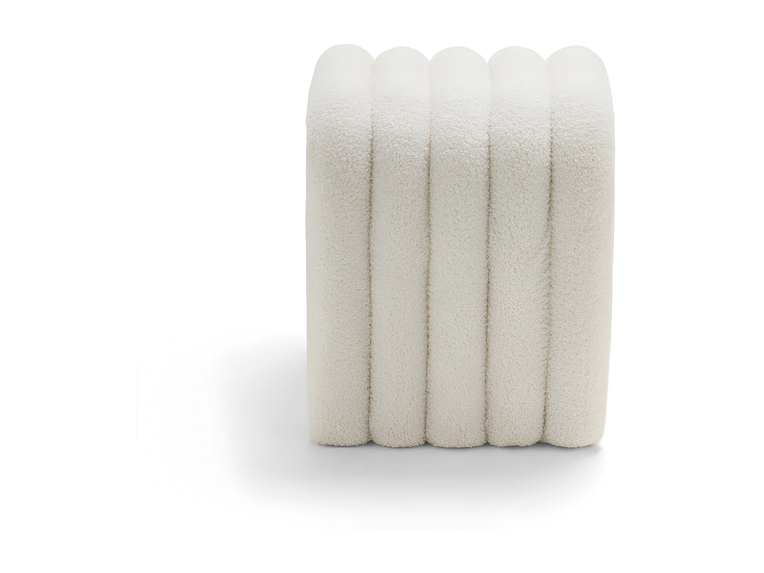 Mui - Tabouret rembourré en tissu bouclette - Blanc