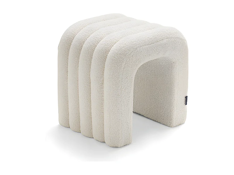 Mui - Tabouret rembourré en tissu bouclette - Blanc