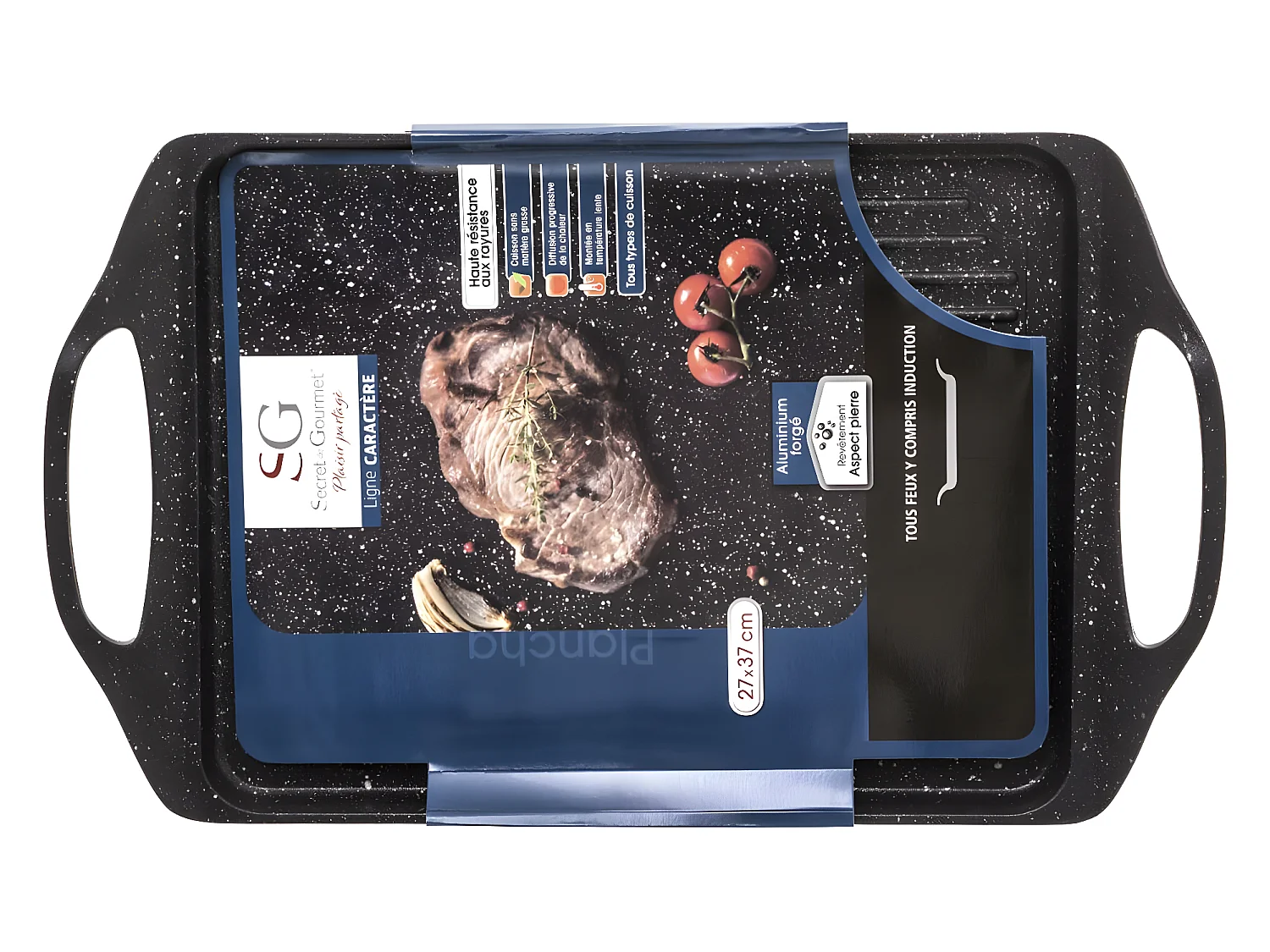 Plat à Four Revêtement Aspect Pierre "Caractère" 37cm Noir