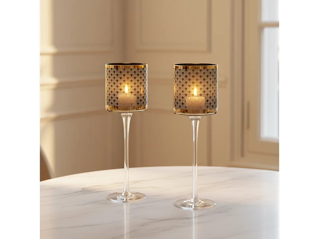 Photophore à Pied Emotion Grand Format - Doré / 30 cm