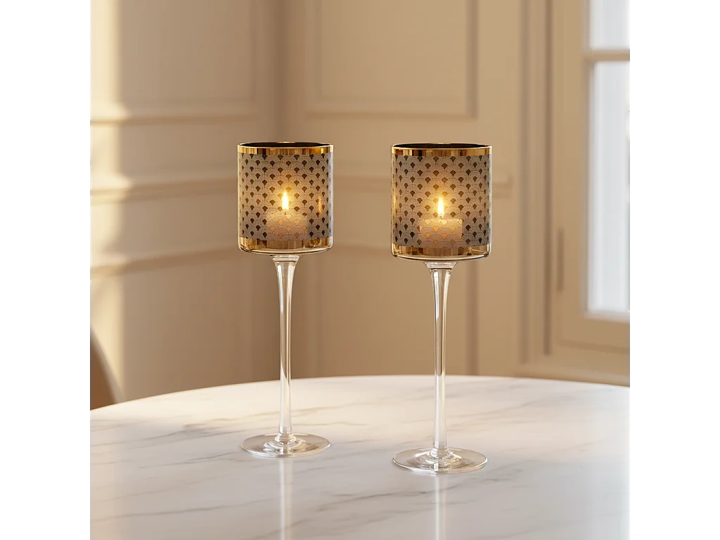 Photophore à Pied Emotion Grand Format - Doré / 30 cm