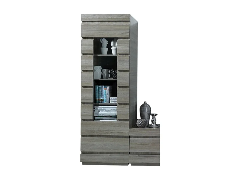 Vitrine DUCAL - 1 Porte - Coloris Effet Bois Gris - 60 x 50 x 185 cm