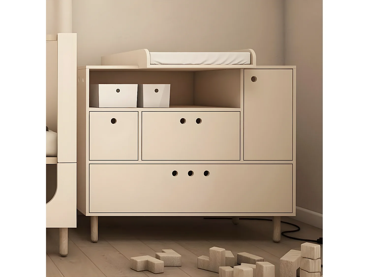 Commode 2 tiroirs River - Beige