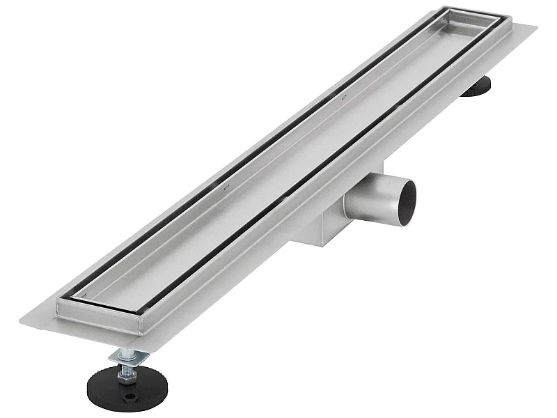 Canal de ducha en acero inoxidable alicatado de 70 cm con sifón Conjunto completo plata plana LuxeBath