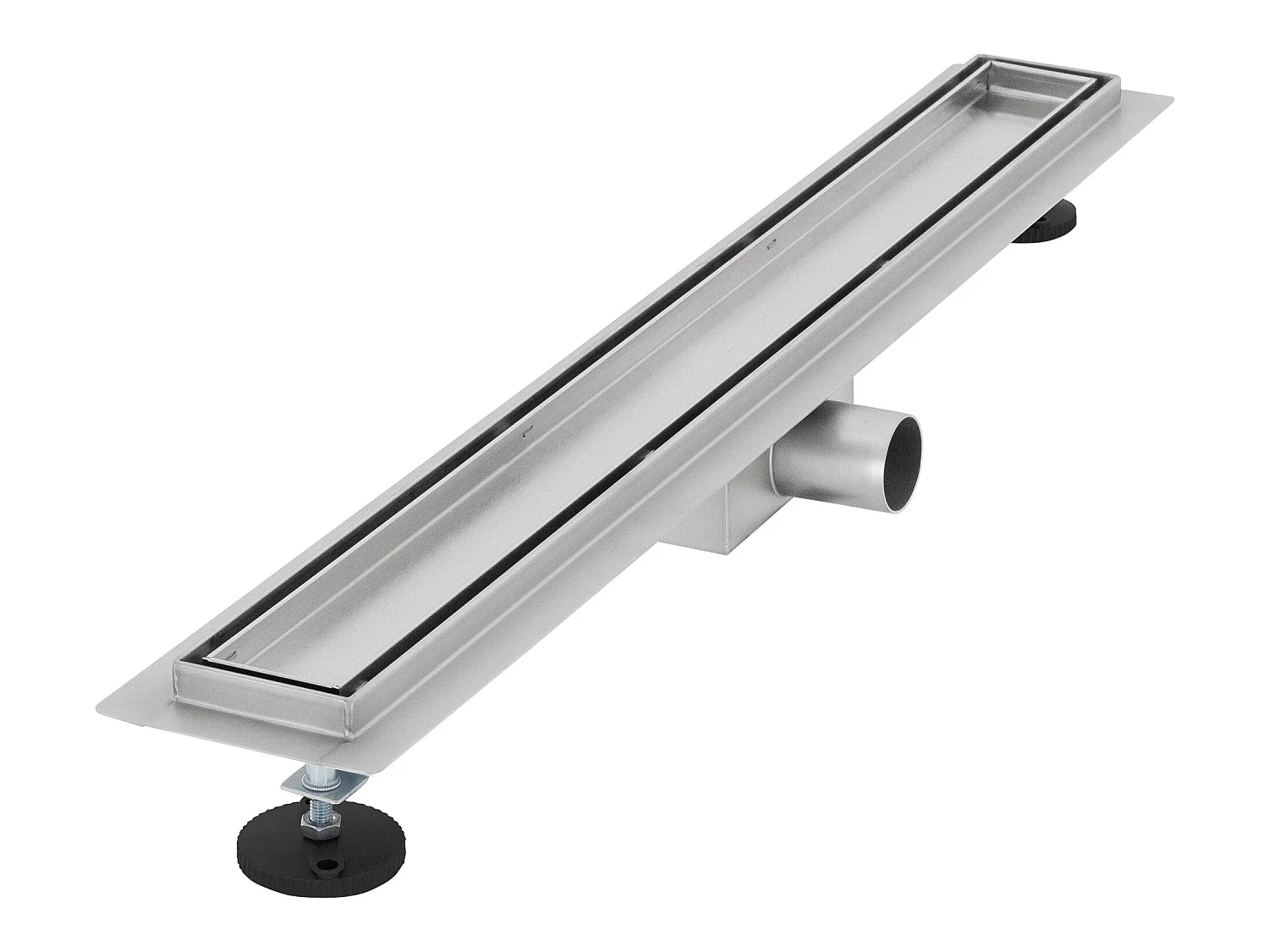 Caniveau de douche en acier inoxydable carrelé 70 cm et siphon Set complet argent plat LuxeBath
