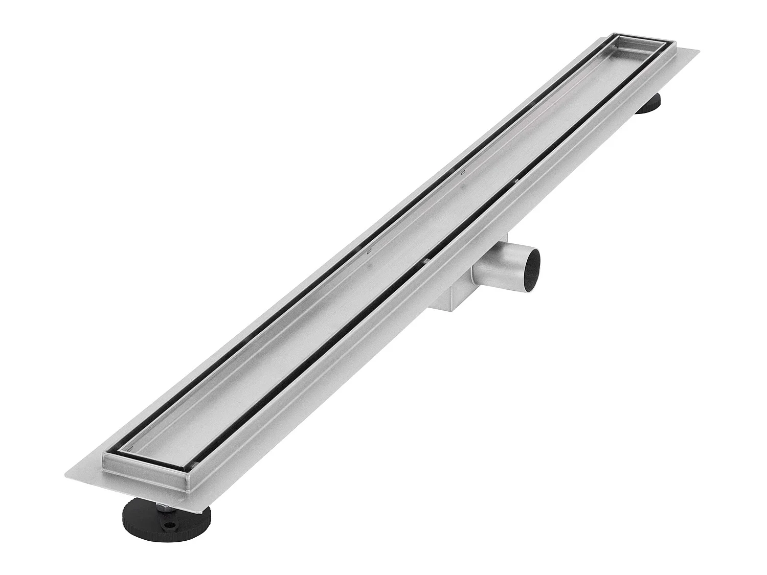 Canal de ducha en acero inoxidable alicatado de 90 cm con sifón Conjunto completo plata plana LuxeBath
