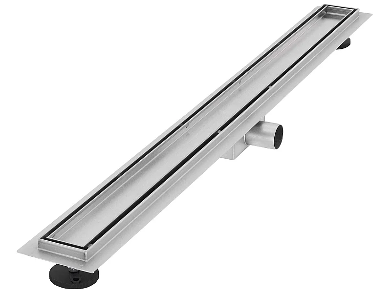 Caniveau de douche en acier inoxydable carrelé 90 cm et siphon Set complet argent plat LuxeBath