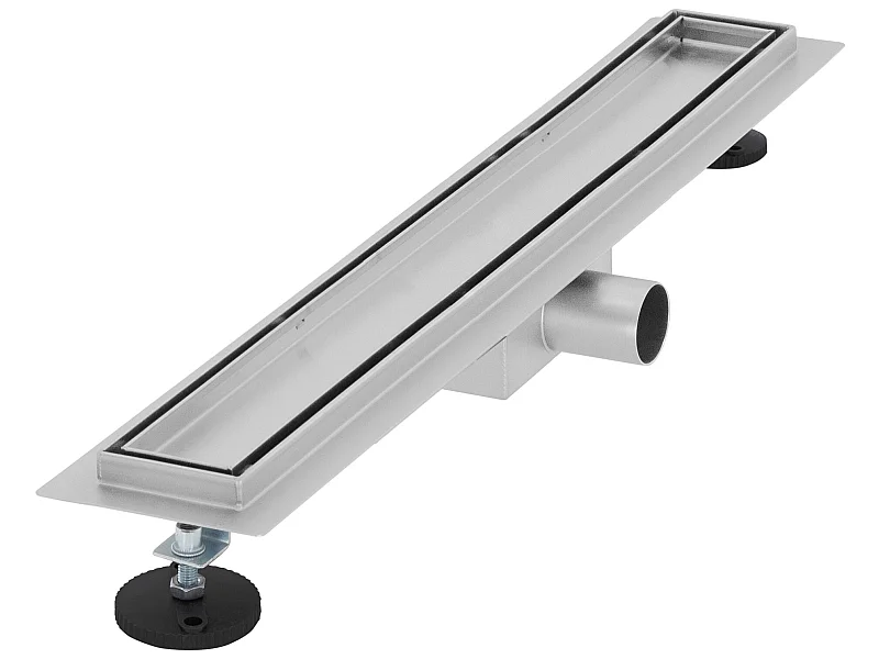 Canal de ducha en acero inoxidable alicatado de 60 cm con sifón Conjunto completo plata plana LuxeBath