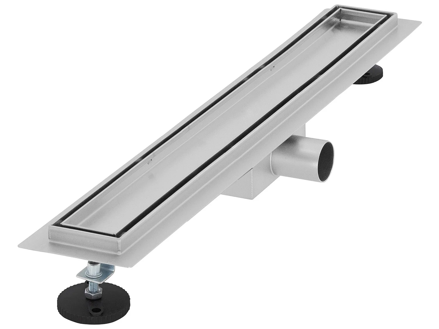 Caniveau de douche en acier inoxydable carrelé 60 cm et siphon Set complet argent plat LuxeBath