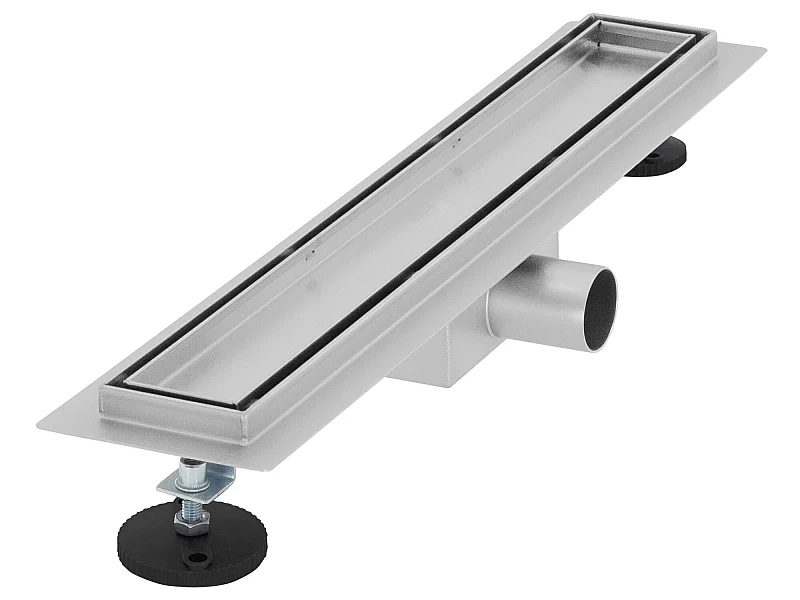 Canal de ducha alicatado de acero inoxidable de 50 cm y sifón Conjunto completo plata plana LuxeBath