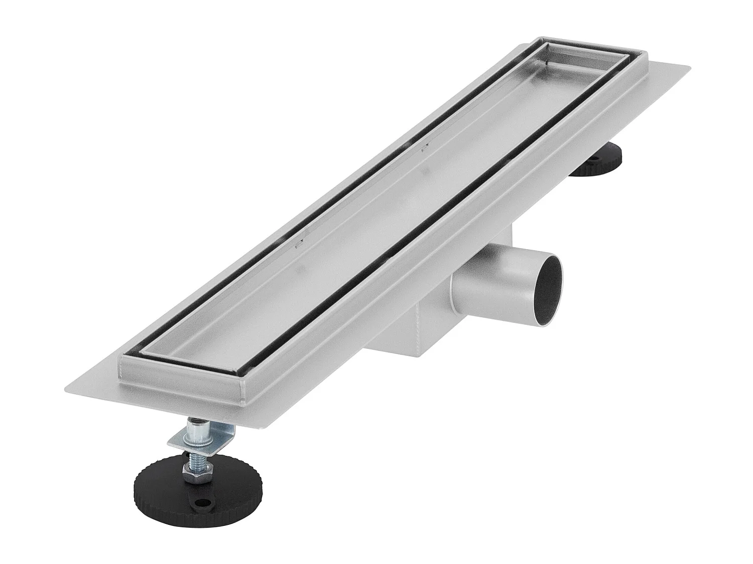 Caniveau de douche en acier inoxydable carrelé 50 cm et siphon Set complet argent plat LuxeBath