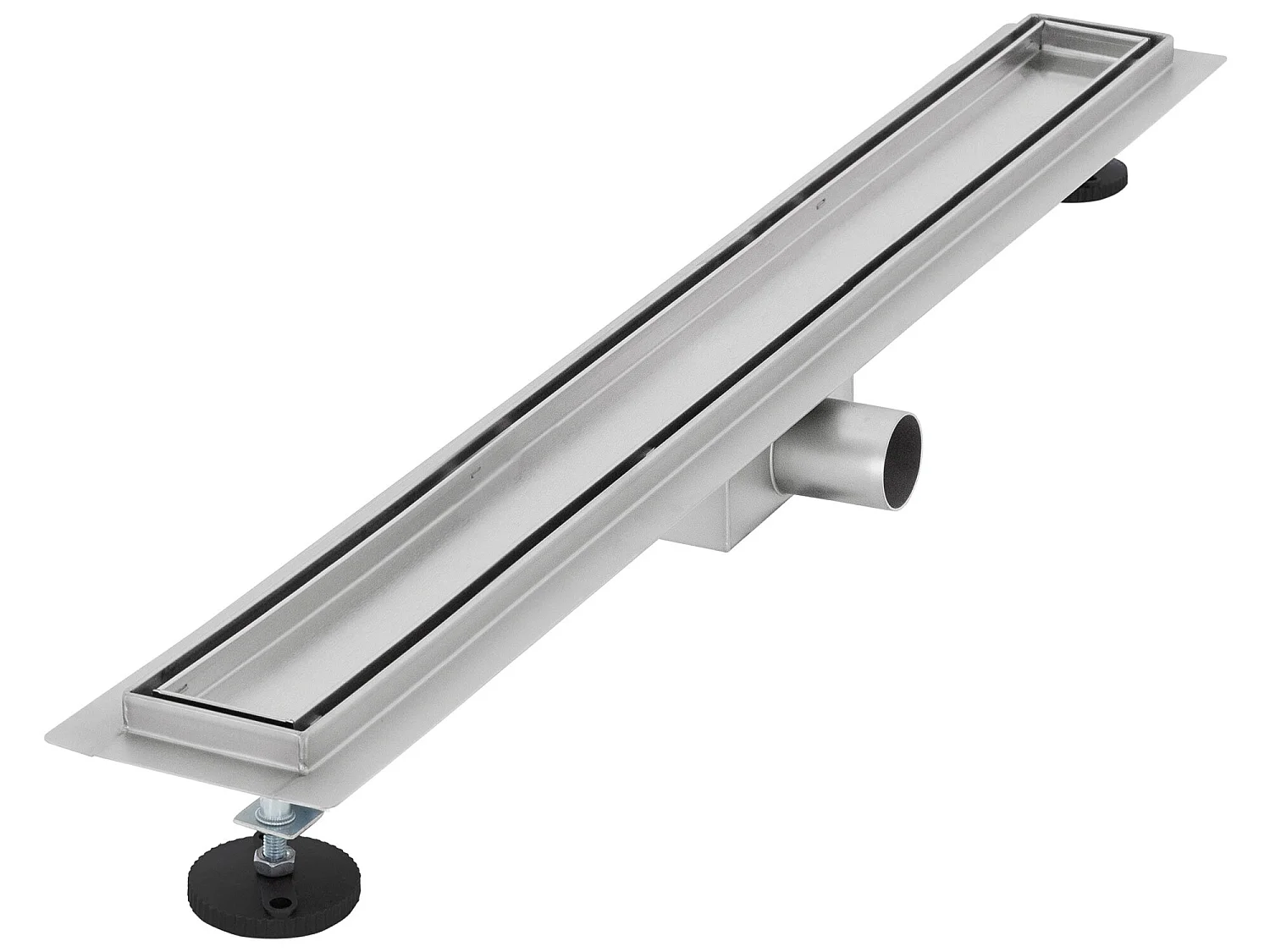 Caniveau de douche en acier inoxydable carrelé 80 cm et siphon Set complet argent plat LuxeBath