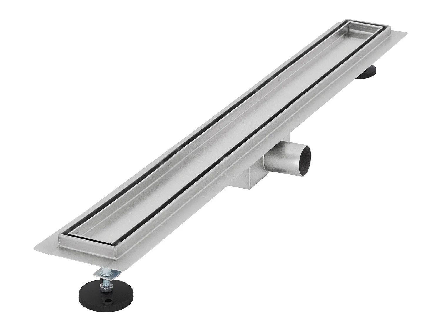 Canal de ducha en acero inoxidable alicatado de 80 cm con sifón Conjunto completo plata plana LuxeBath