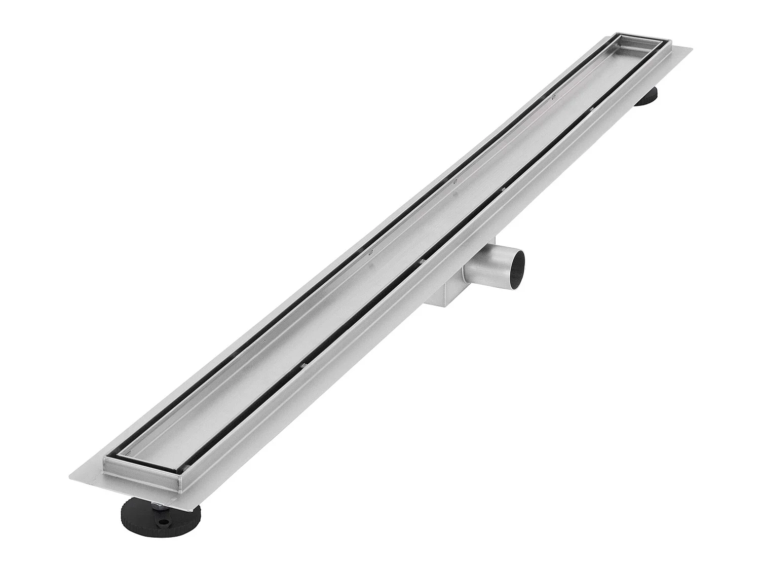 Caniveau de douche en acier inoxydable carrelé 100 cm et siphon Set complet argent plat LuxeBath
