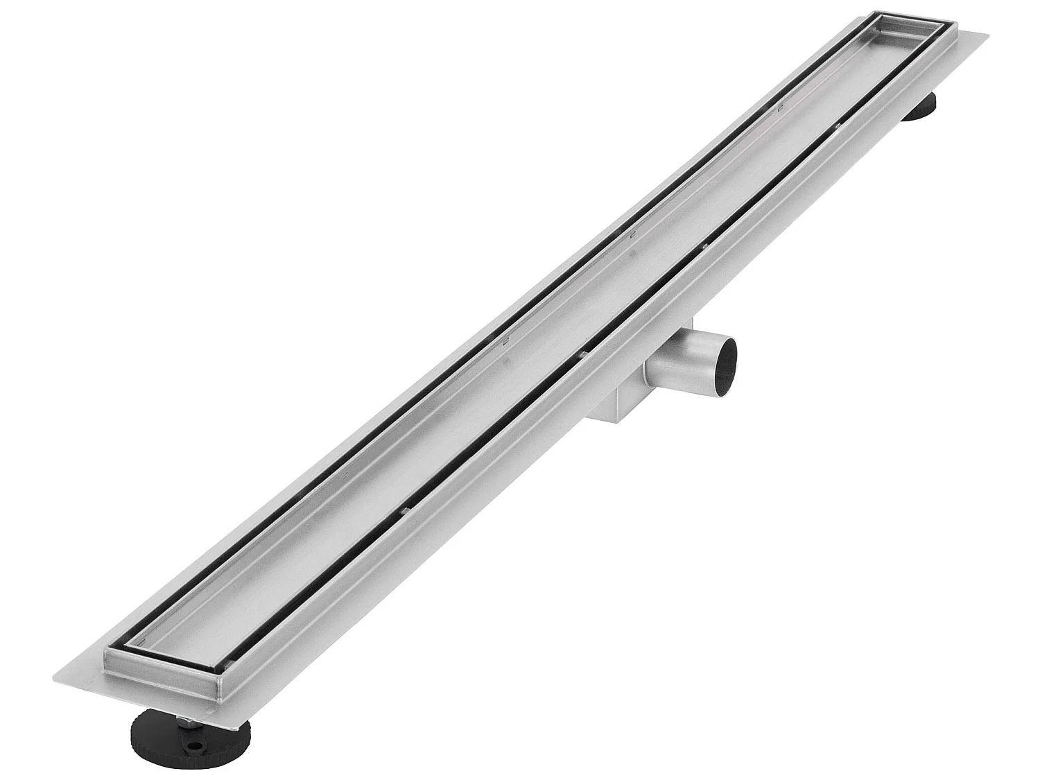 Caniveau de douche en acier inoxydable carrelé 100 cm et siphon Set complet argent plat LuxeBath