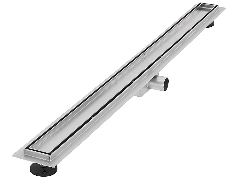 Caniveau de douche en acier inoxydable carrelé 100 cm et siphon Set complet argent plat LuxeBath