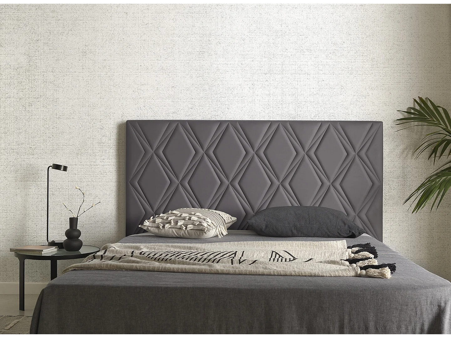 Tête de lit Ruby pour lit 110 en Similicuir Gris 115x115x8.