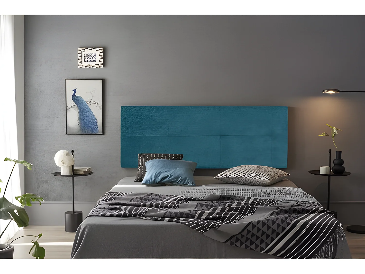 CABECERO CALA TELA AZUL 90