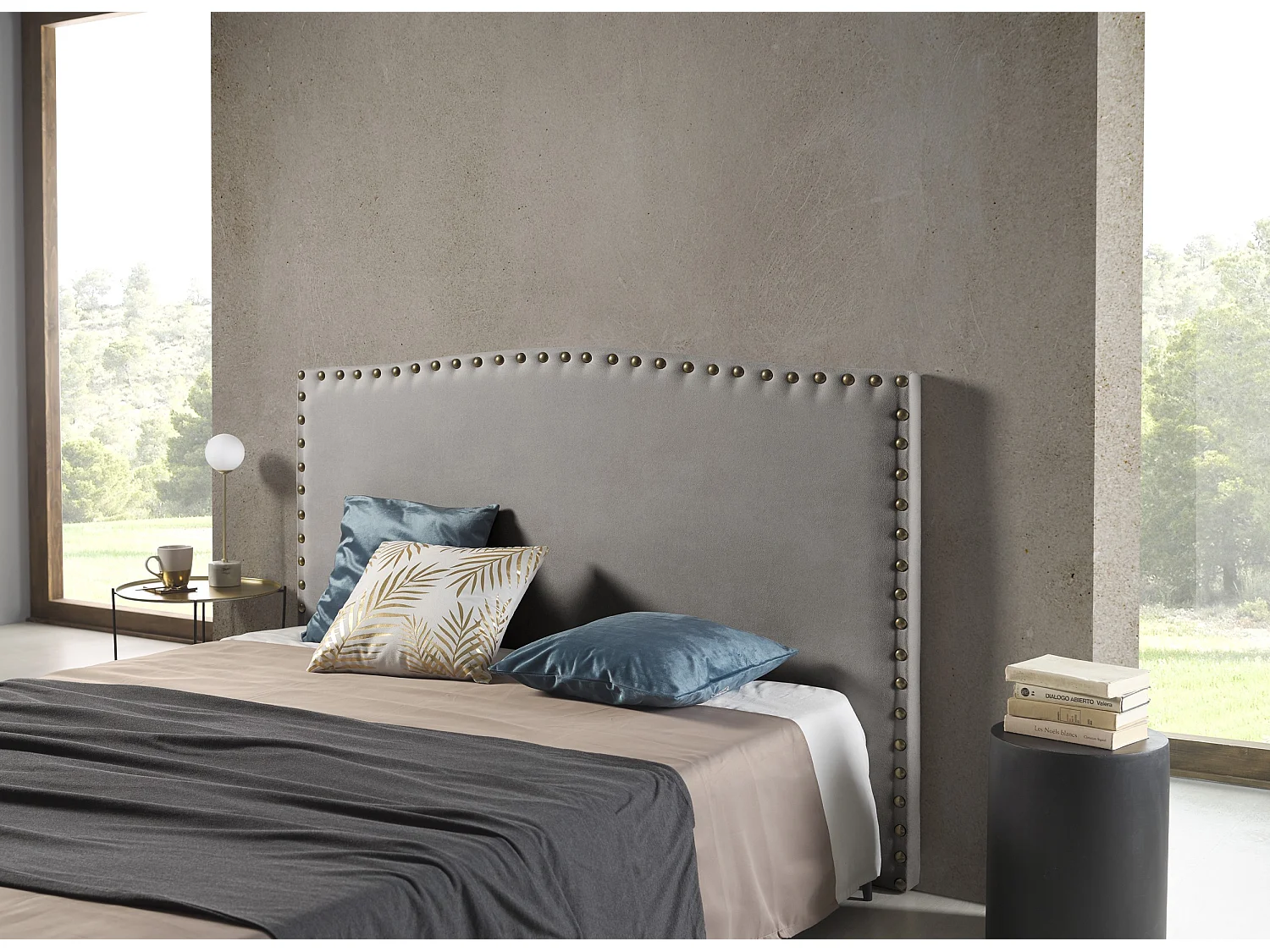 Cabecero Ambar para Cama de 110 de Tela Gris 115x115x8.