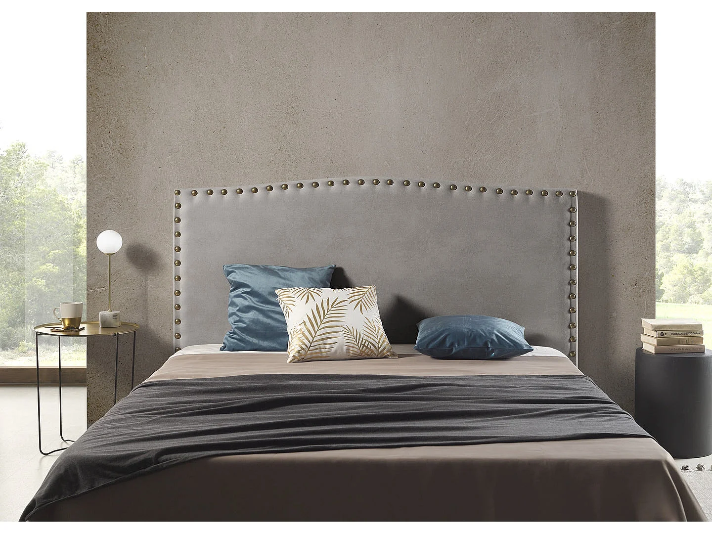 Tête de lit Ambar pour lit 110 en tissu gris 115x115x8.