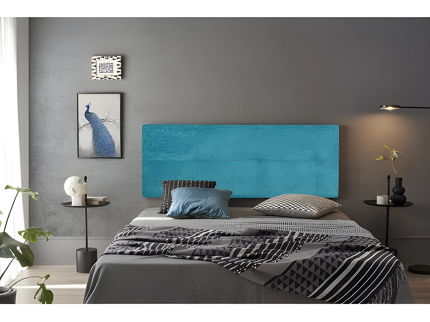 CABECERO CALA TELA TURQUESA 90