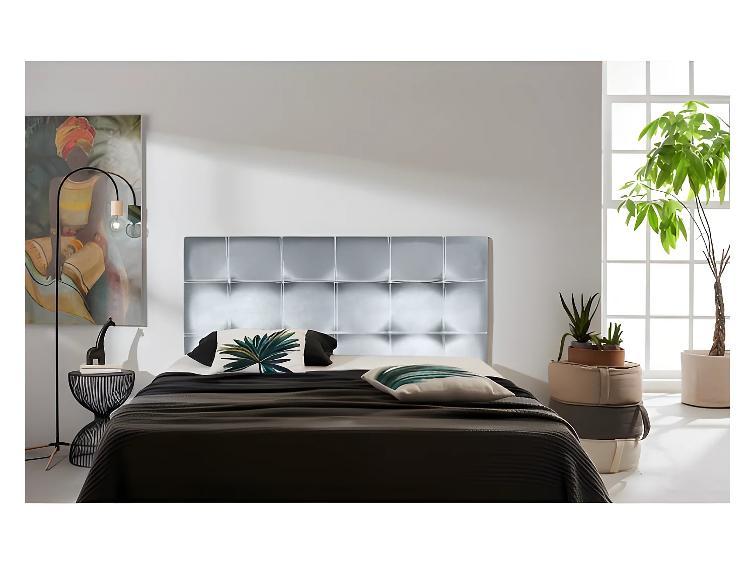 CABECERO IRIS POLIPIEL PLATA 190