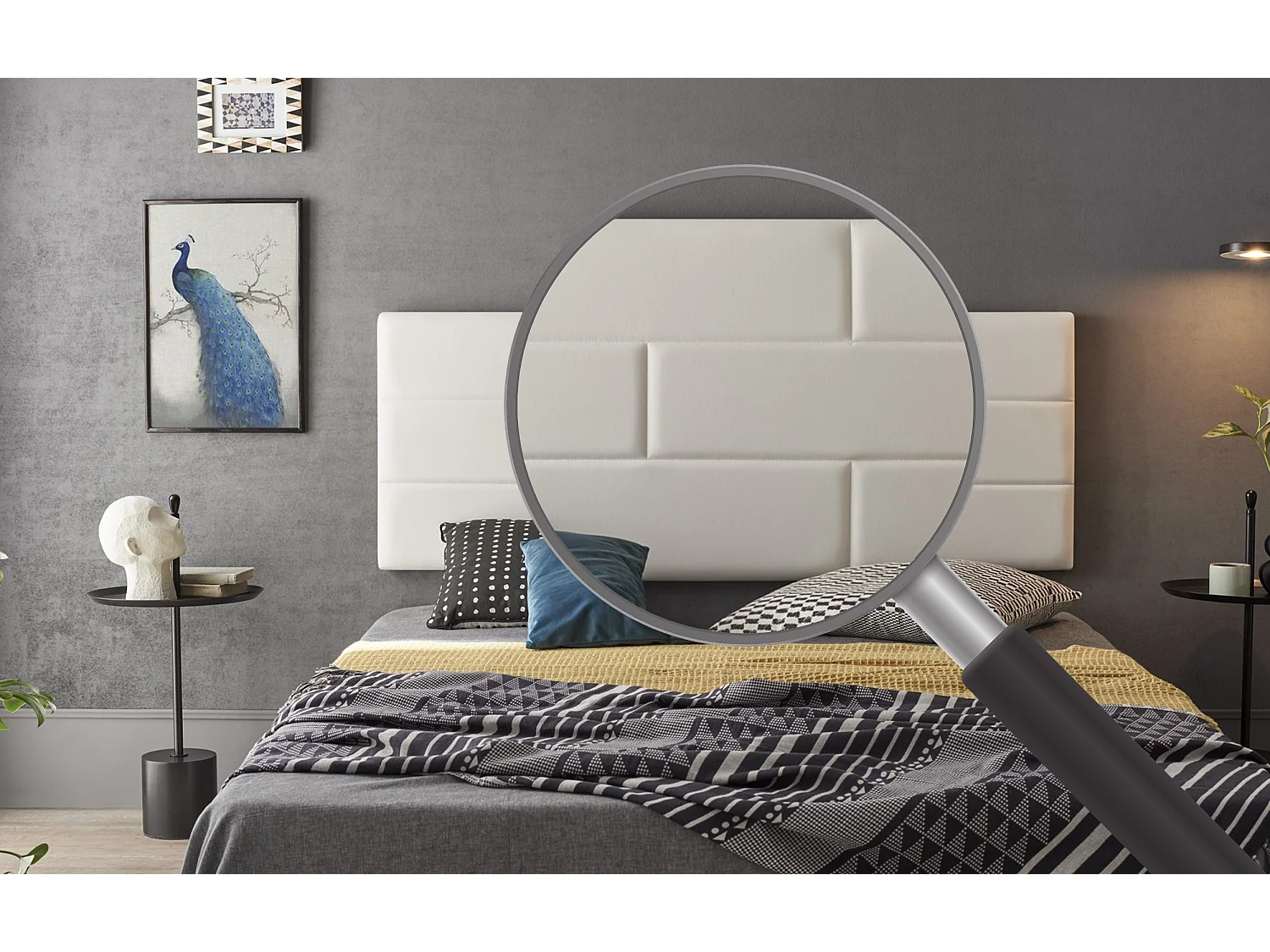 Cabecero de Cama 140 Muro Ladrillos de Polipiel 152x57x5cm Blanco