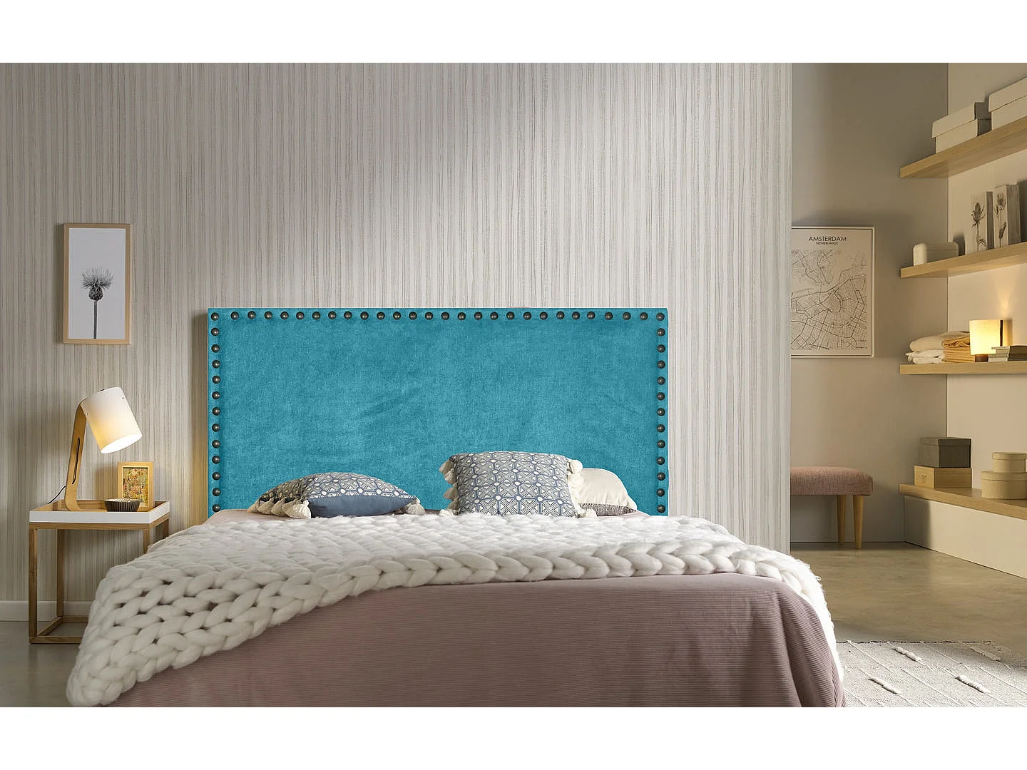 TÊTE DE LIT LIRIO TISSU TURQUOISE 145