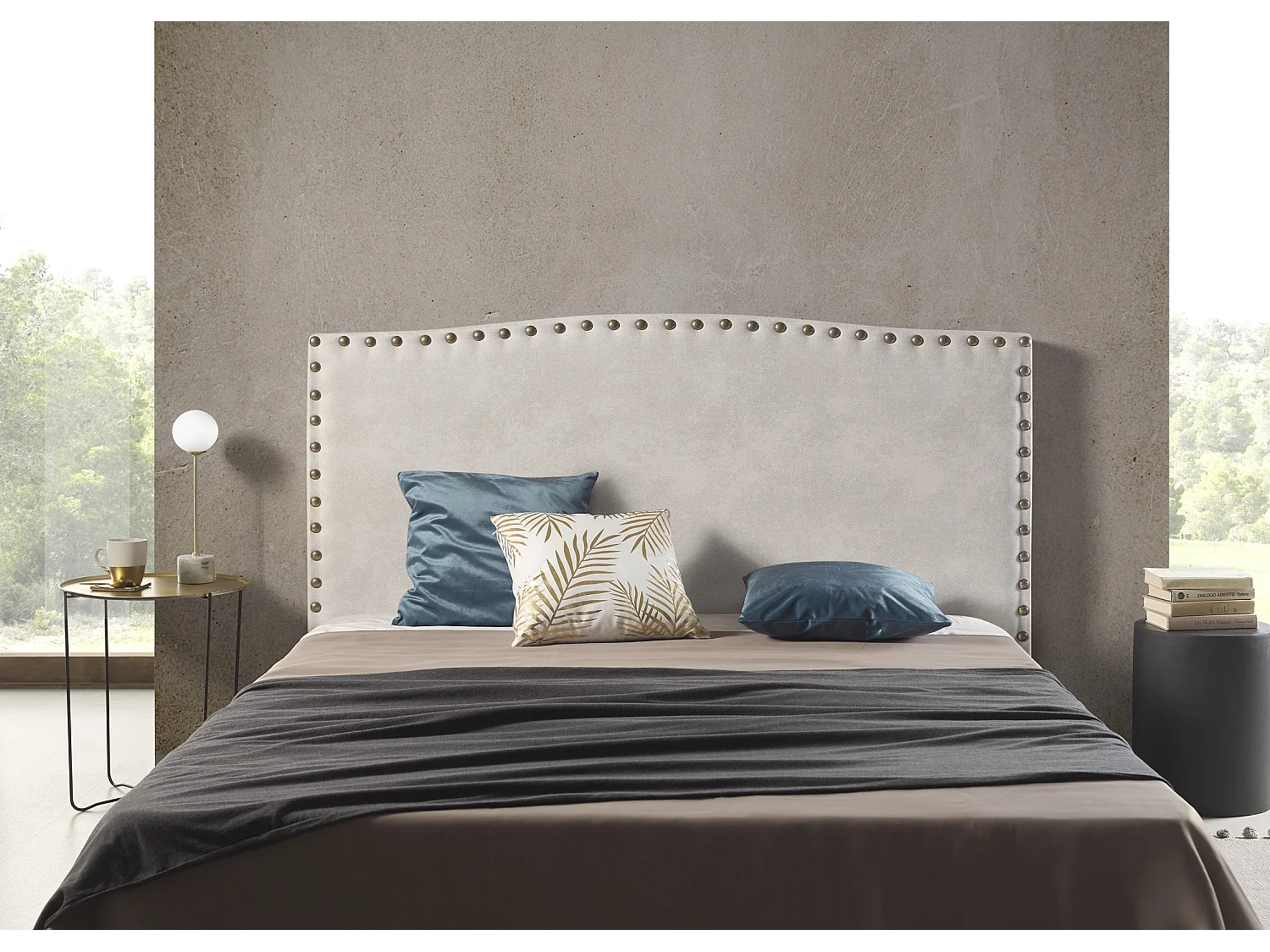 Cabecero Ambar para Cama de 90 de Tela Blanco Roto 115x115x8.