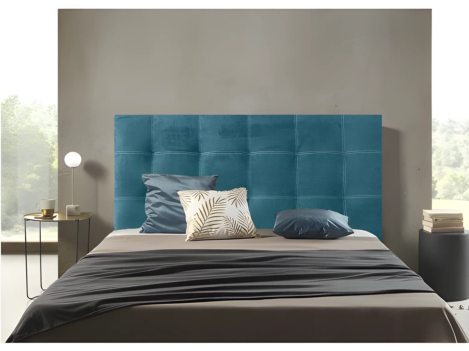 CABECERO IRIS TELA TURQUESA 160