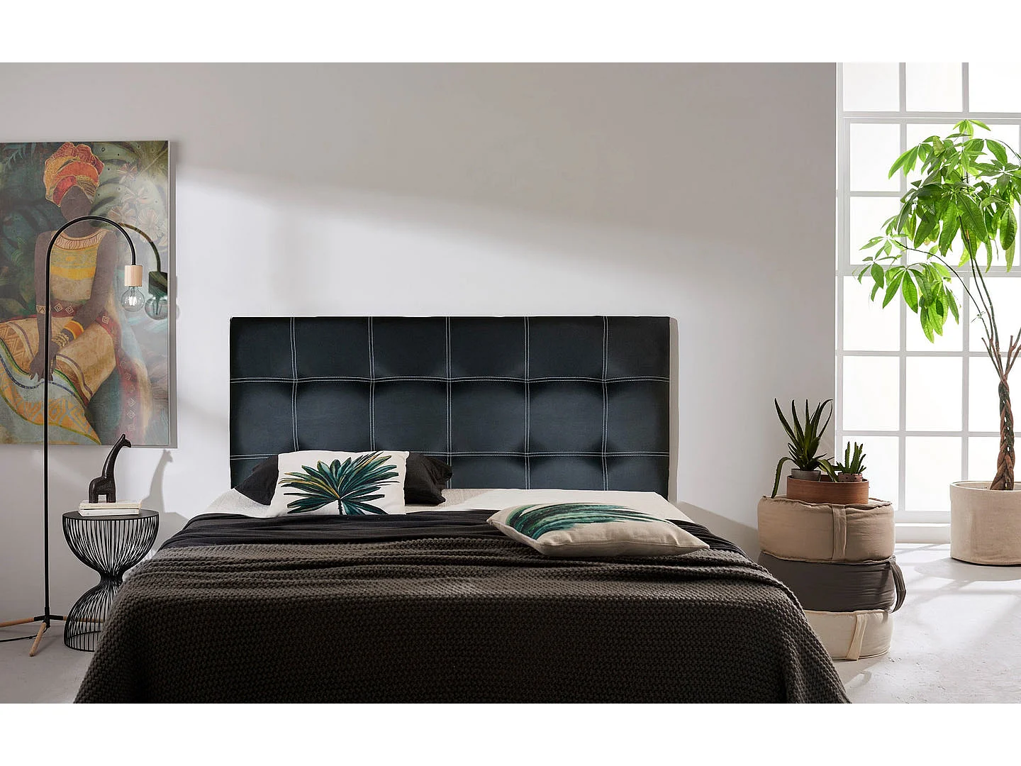 CABECERO IRIS POLIPIEL NEGRO 100