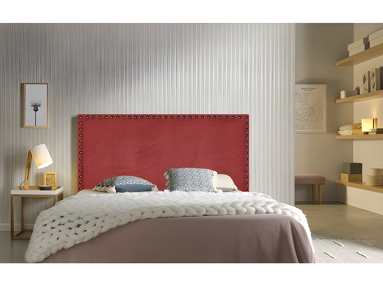 CABECERO LIRIO TELA ROJO 190