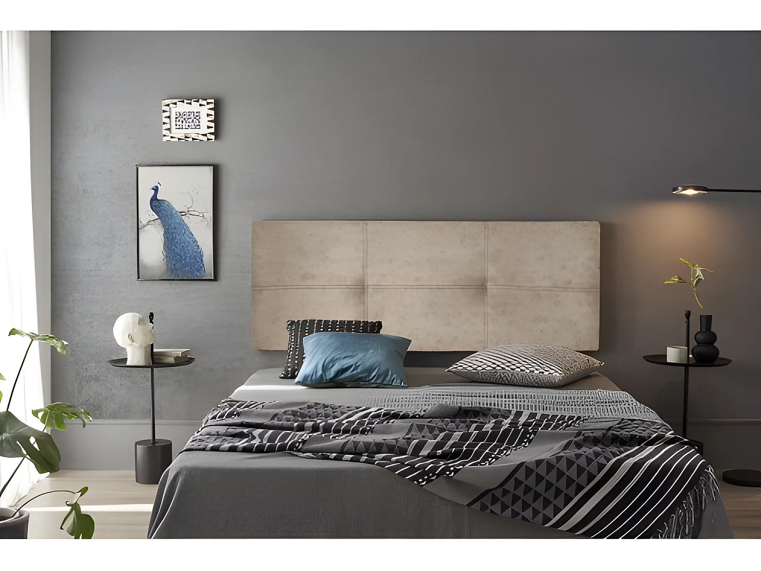 CABECERO DALIA TELA MAGNOLIA PIEDRA 160