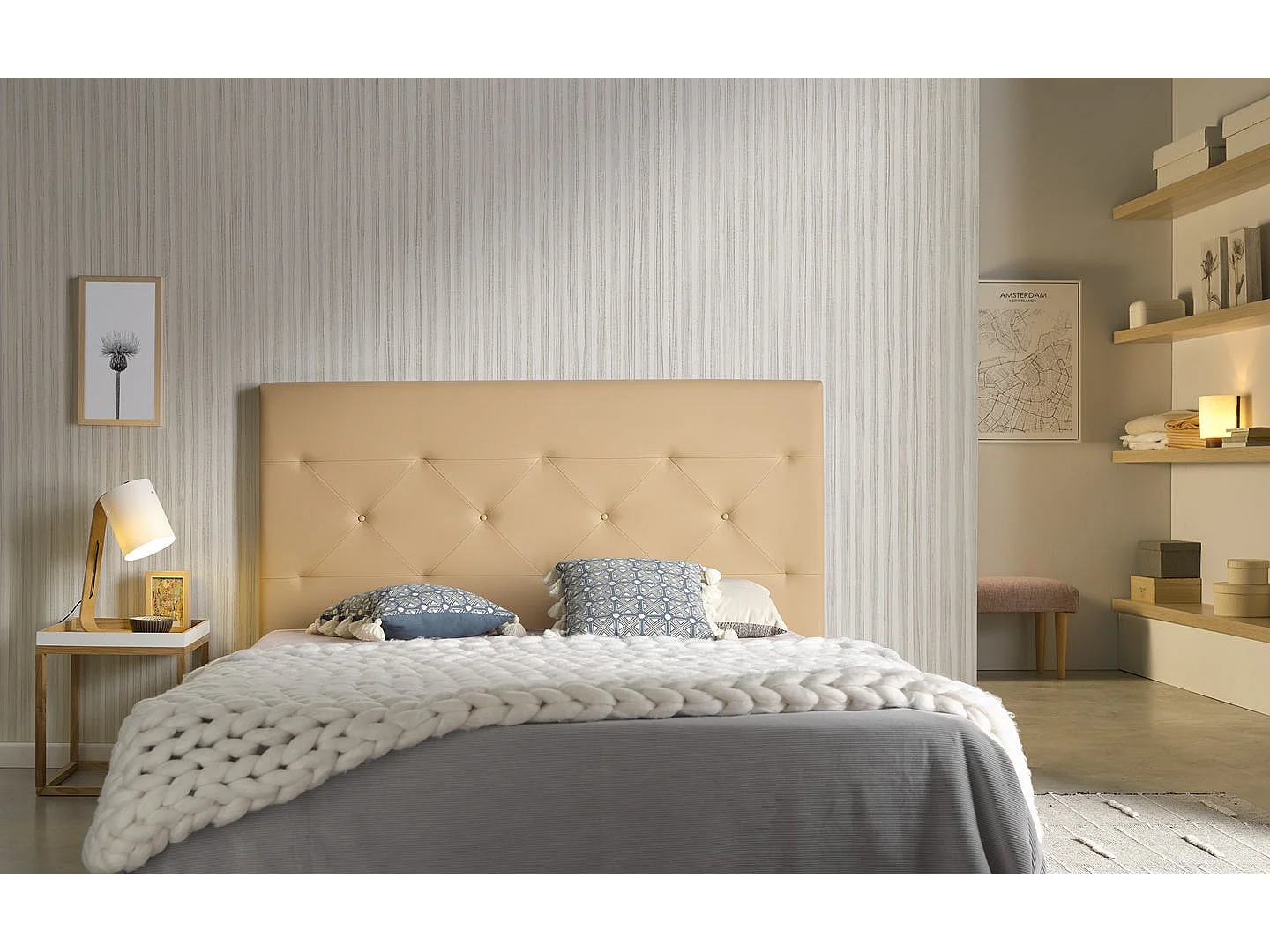 Tête de lit Zafiro pour lit 160 similicuir camel 165x115x8.