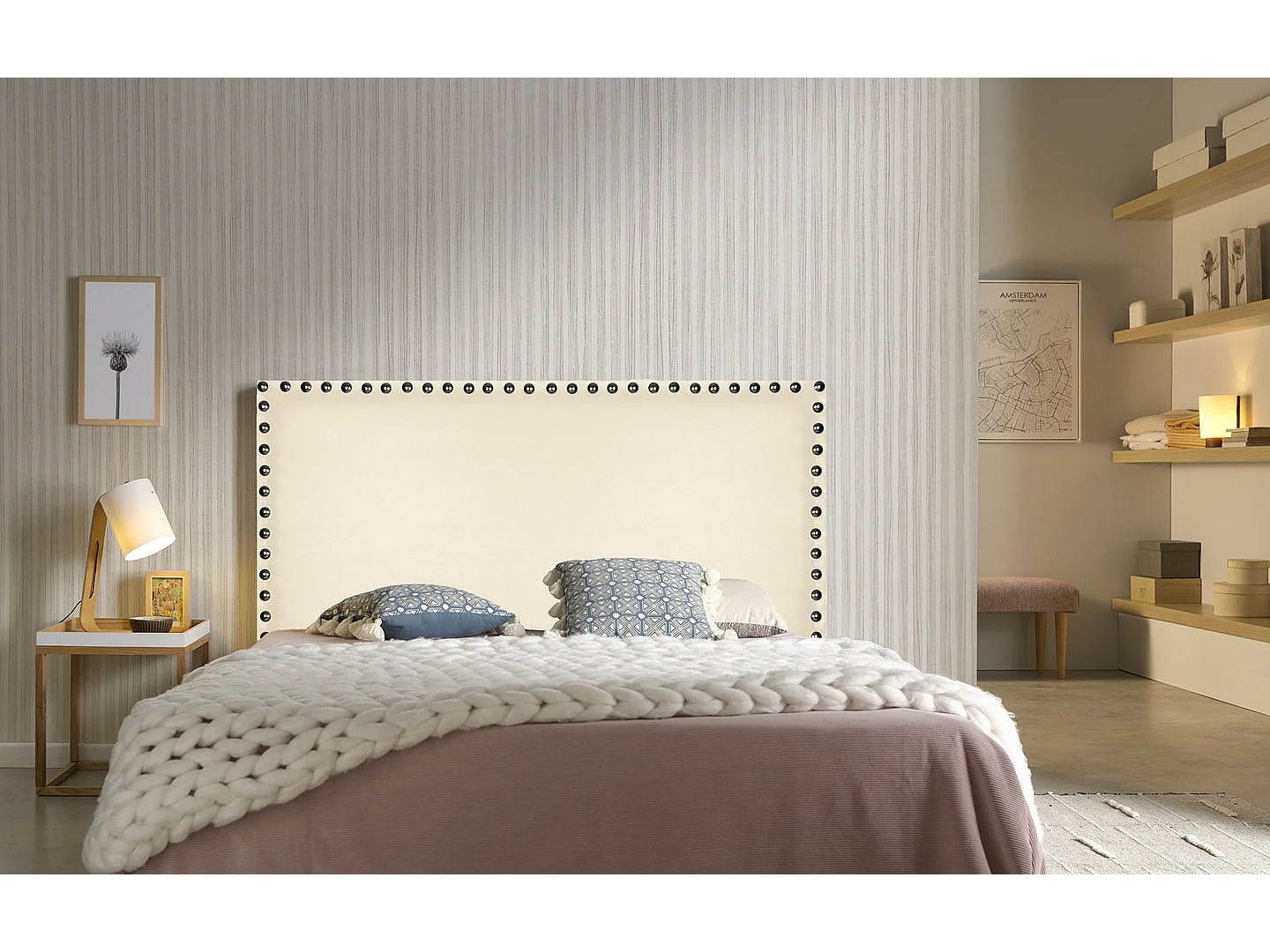 CABECERO LIRIO POLIPIEL BEIGE 90