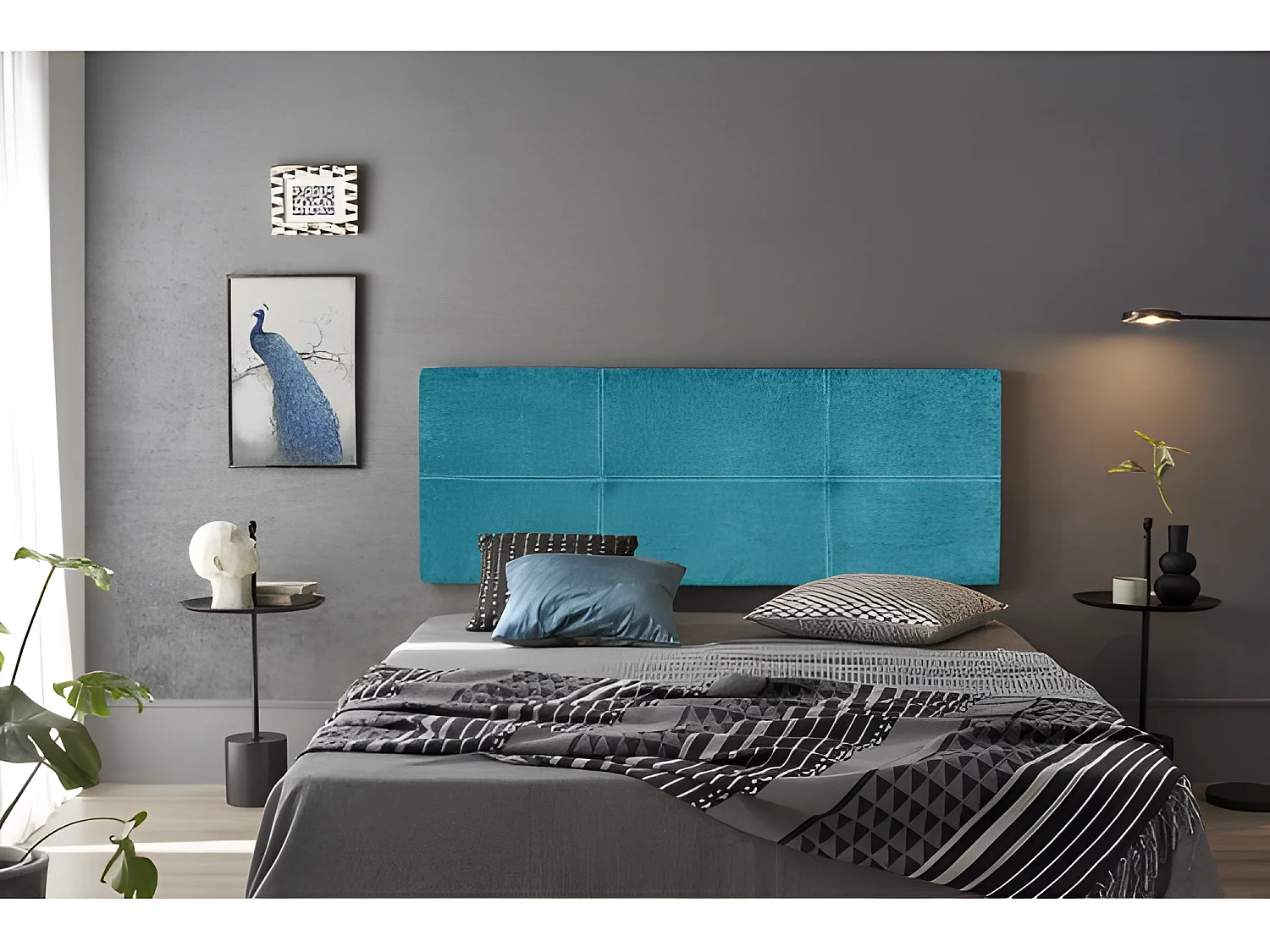 CABECERO DALIA TELA NIDO TURQUESA 115