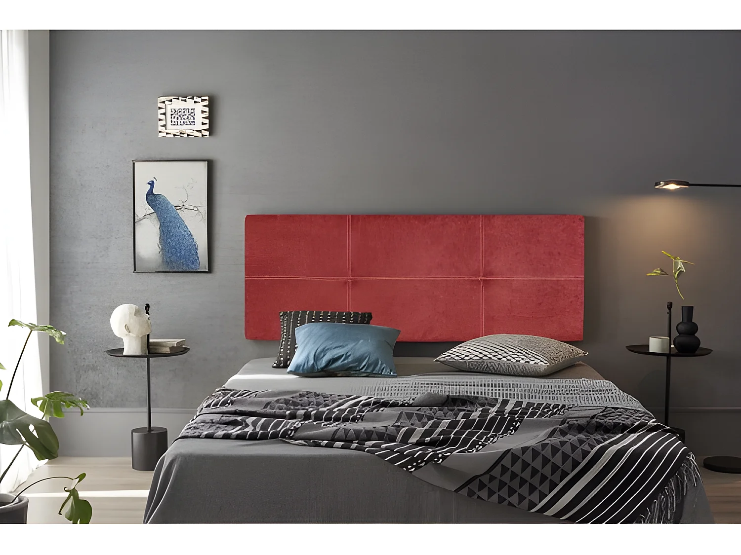 CABECERO DALIA TELA NIDO ROJO 90