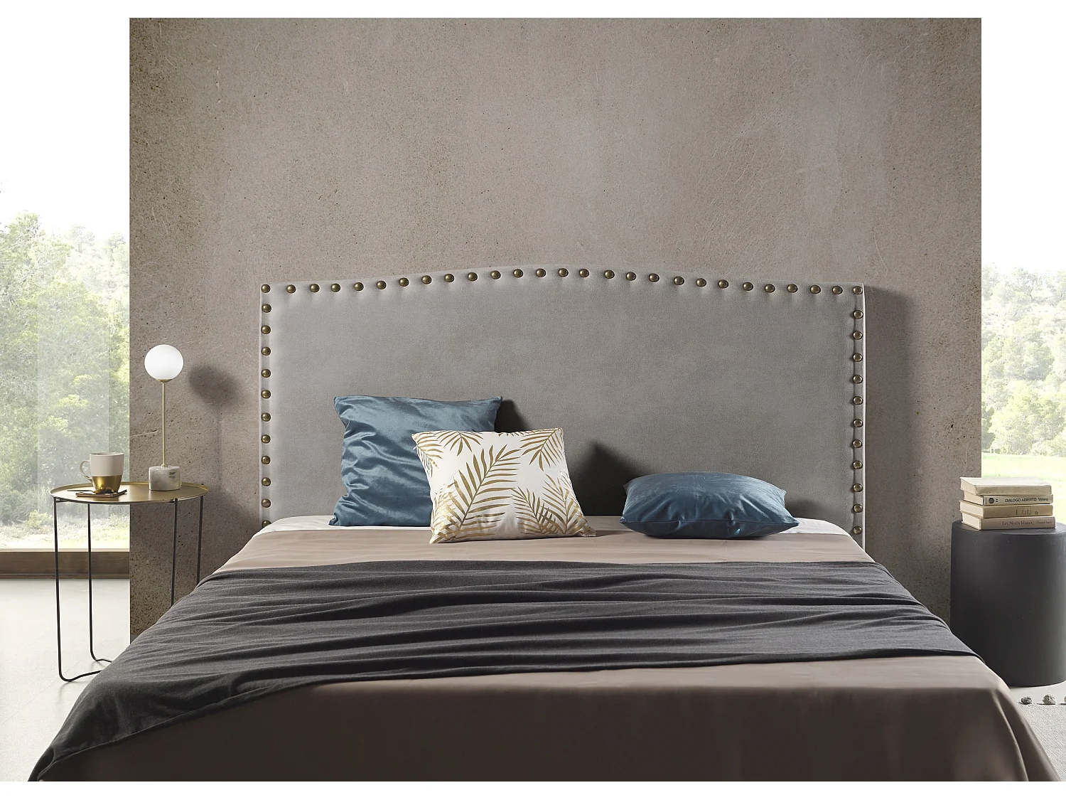 Cabecero Ambar para Cama de 160 de Tela Gris 165x115x8.