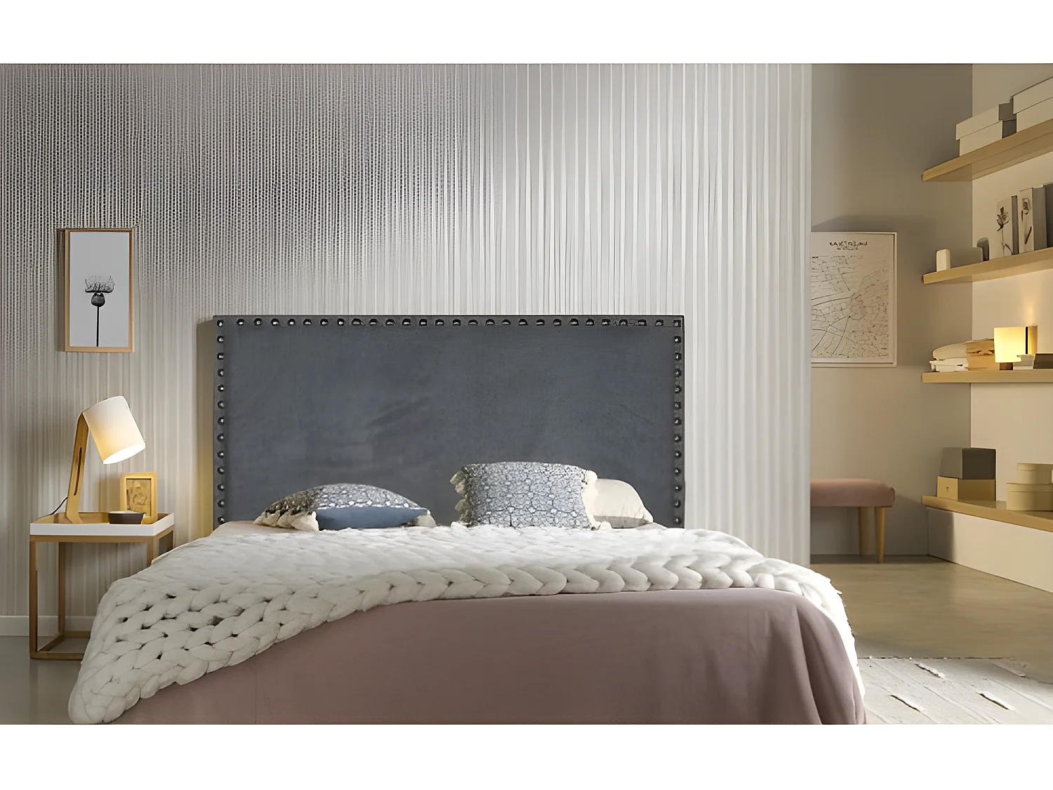 CABECERO LIRIO TELA GRIS 130