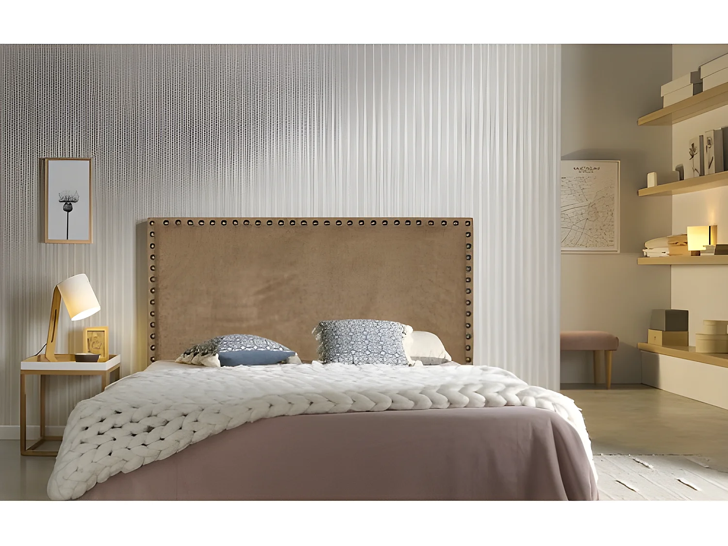 CABECERO LIRIO TELA CHOCOLATE 170