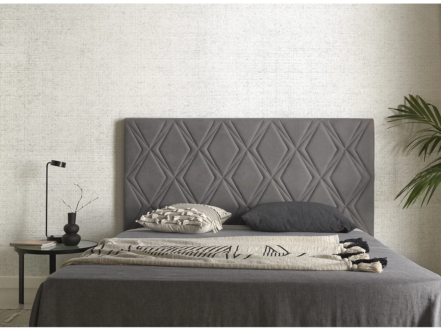 Cabecero Rubí para Cama de 120 de Tela Gris 154x115x8..