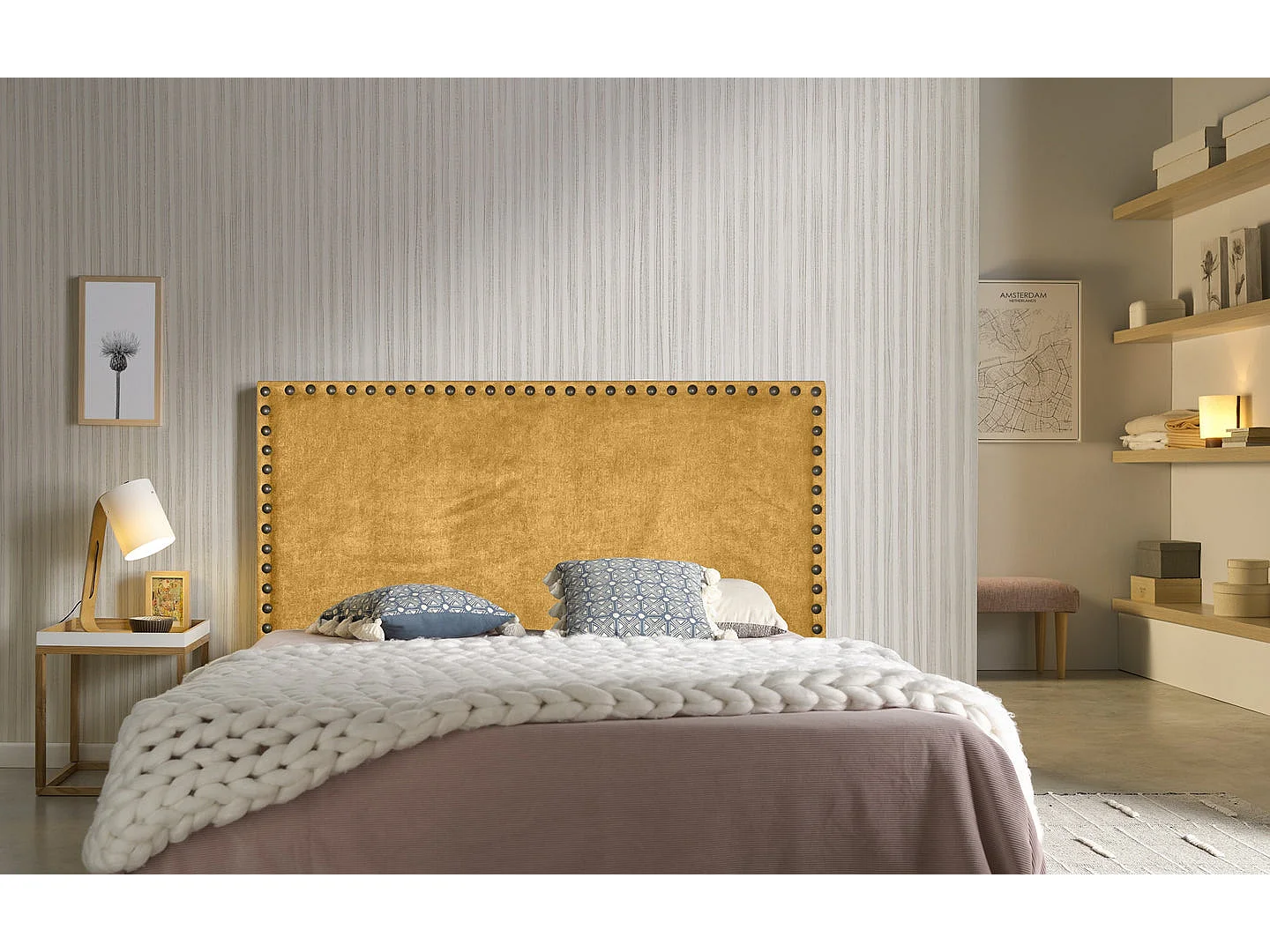 TÊTE DE LIT LIRIO MOUTARDE TISSU 160