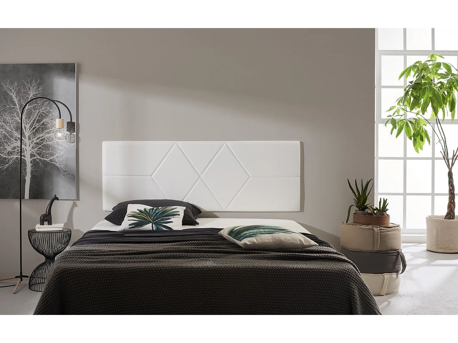 Cabecero de Cama 110 Dos Rombos Polipiel 112x57x5cm Blanco