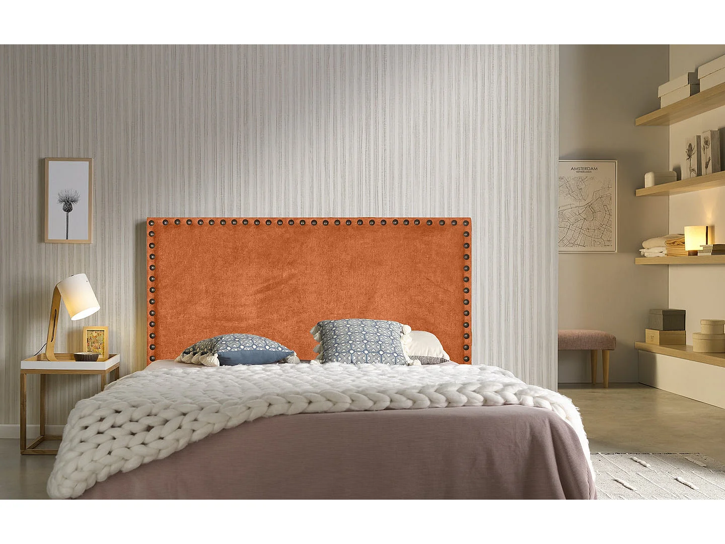 TETE DE LIT LIRIO TISSU ORANGE 90