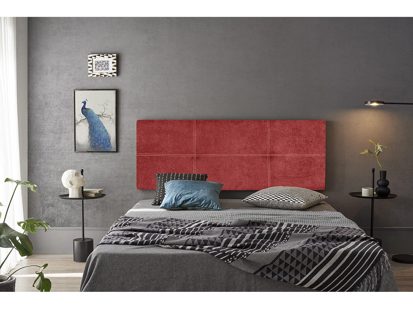 TÊTE DE LIT DALIA TISSU ROUGE NIDO 130