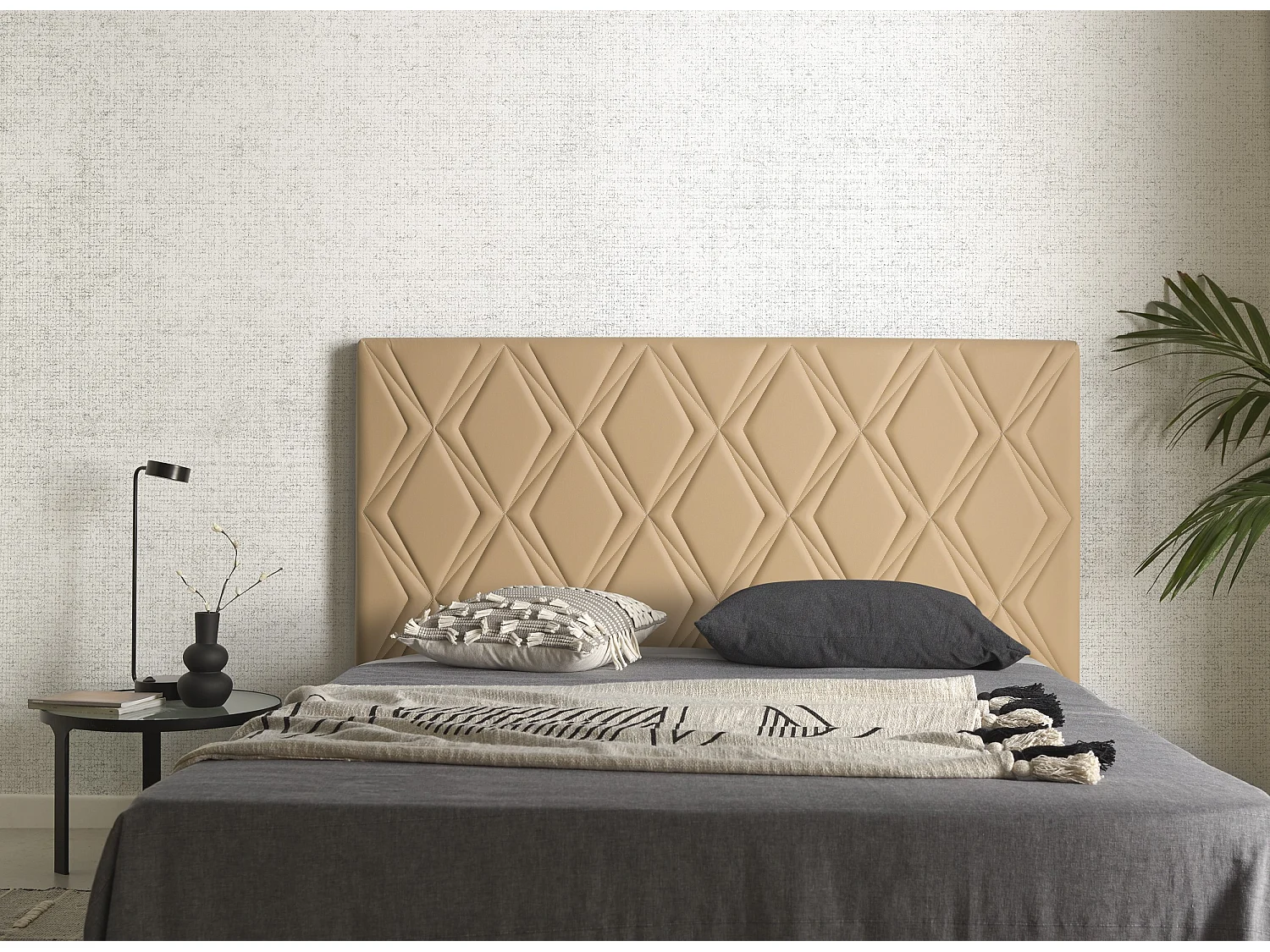 Cabecero Rubí para Cama de 160 de Polipiel Camel 165x115x8..