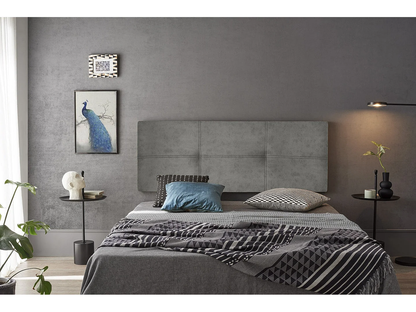 TÊTE DE LIT DALIA TISSU MAGNOLIA CIMENT 160